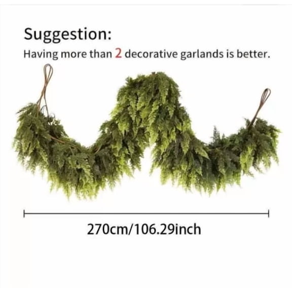 Christmas Garland Real Touch Cedar Garland Christmas Decorations 9 ft Soft and Lush Realistic Faux Pine Garlands for Mantle, Table, Stairs, Doorframe, Fireplace Indoor Outdoor Holiday Decorations