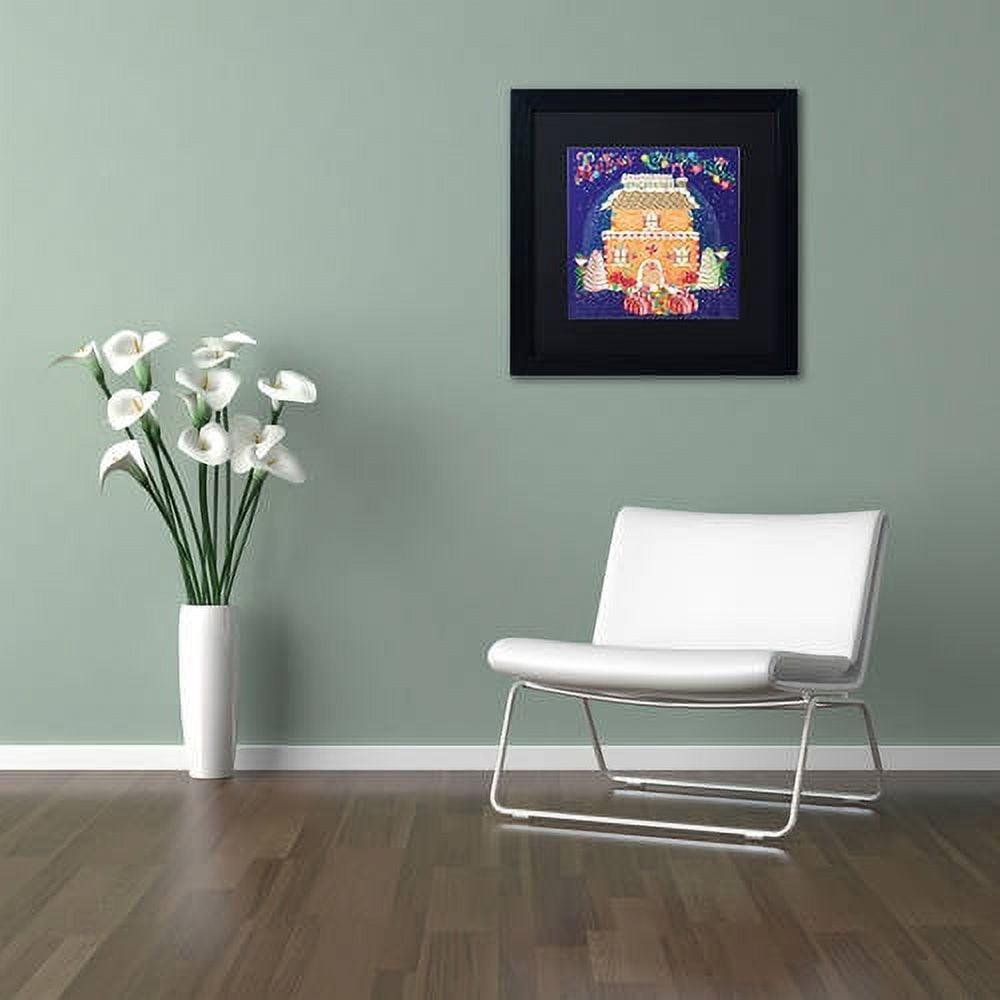 Trademark Fine Art "Xmas Gingerbread House" Canvas Art by Lisa Powell Braun, Black Matte, Black Frame
