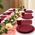 thumbnail image 5 of 125 Pcs Burgundy Party Supplies Set Include Paper Plates Cups Napkins Plastic Knives for 25 Guests Disposable Party Dinnerware for Birthday Wedding Family Picnic, 5 of 6