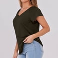 thumbnail image 5 of Liquidation! Hauts Grande Taille pour Femmes, Blouse à Manches Courtes d'Été pour Femmes, Blouse Décontractée Mode pour Femmes Manches 3/4 Unie Col en V, 5 of 5