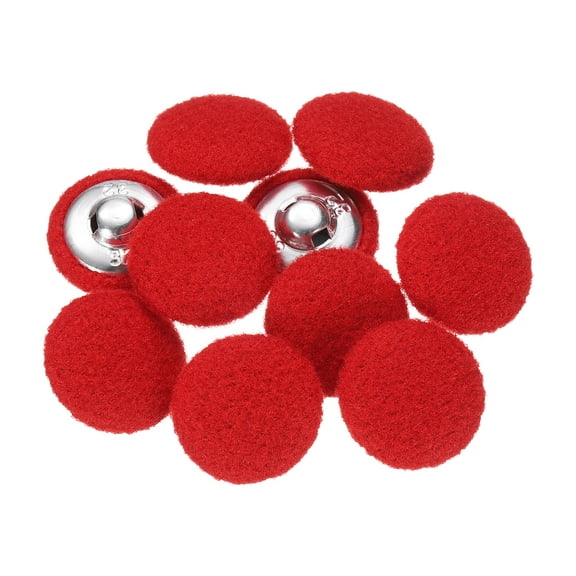 Uxcell 10pcs Fabric Cloth Covered Buttons 0.8" Round Plush Sweaters Button with Aluminum Shank Sewing Button, Red