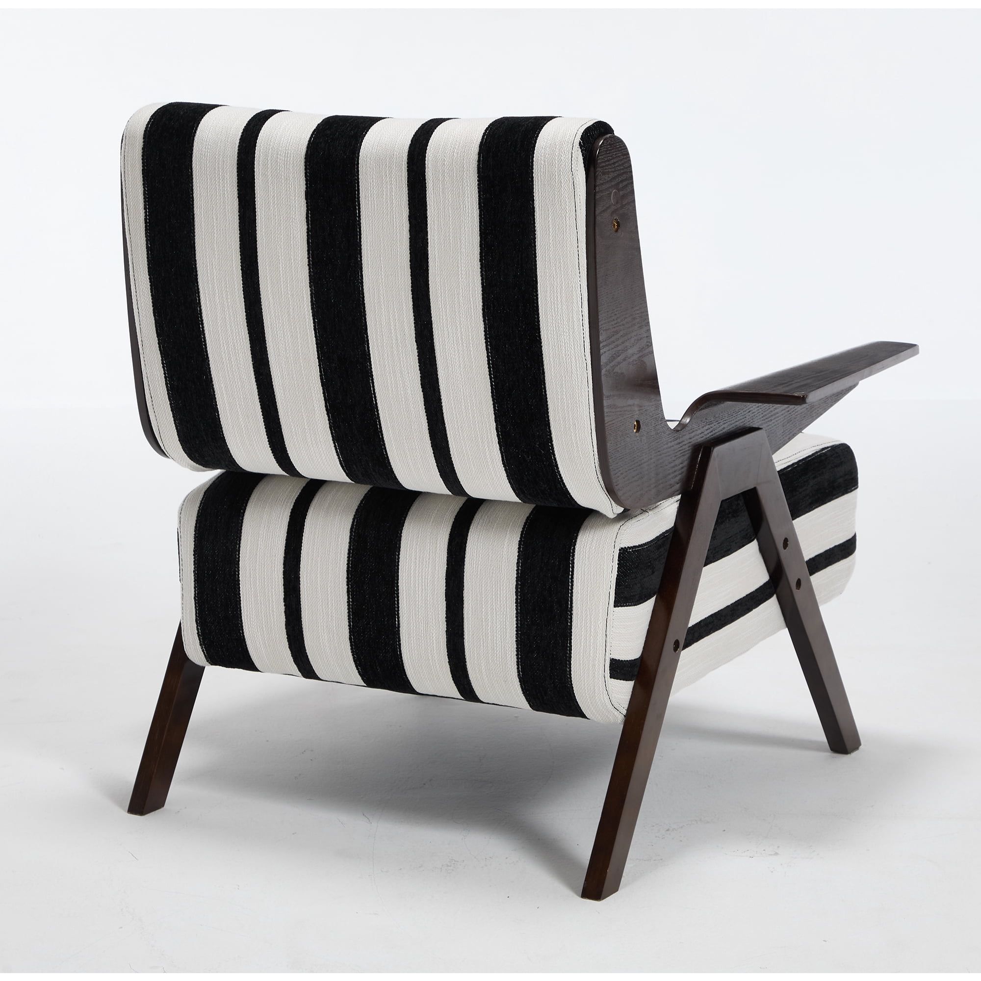 Leumius Modern Armchair with Widened Armrests Single Sofa Chair with Solid Wood Legs Comfortable Casual Reading Chair for Living Room, Bedroom, Office Black and White Stripes