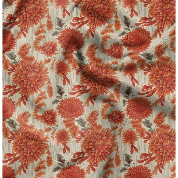 Soimoi Pure Silk Orange Fabric By the Yard - 42 Inch Wide - Florals Print Fabric - Elegant and Timeless Patterns for Fashion and Home Decor Printed Fabric