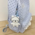 thumbnail image 3 of Polka Dot Backpack with Cute Lace Trim, Large Capacity Multi-Pockets Backpack with Pendant for Shopping Outdoor (Blue), 3 of 10