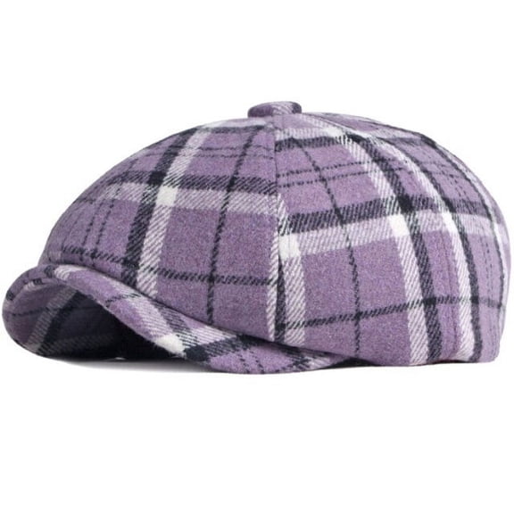 SikaFu Berets Autumn Winter Cap Hat Men Women Plaid Octagonal Newsboy Cap Artist Painter Wool Beret Hat Male Female Beret Caps