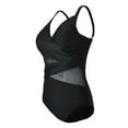 thumbnail image 2 of SWSMCLT Women's One Piece Swimsuit Beach Ruched Summer Spandex Vintage Bathing Suit Swimming One Piece Bathing Suit Black 4-6, 2 of 4