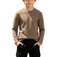 thumbnail image 5 of UAYOTSE Boys Crew Neck Long Sleeve Striped Shirt Soft Breathable Casual Layering Tee for Kids Daily Outfit, 5 of 9