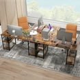 thumbnail image 3 of Patiojoy Large L-shaped Computer Desk 60" Convertible Corner Desk with 4 Storage Shelves 95" 2-Person Long Study Workstation Rustic Brown, 3 of 10