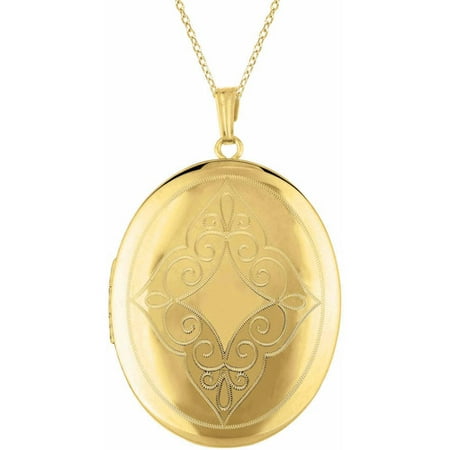 Yellow Gold-Plated Sterling Silver Oval-Shaped with Swirls Locket