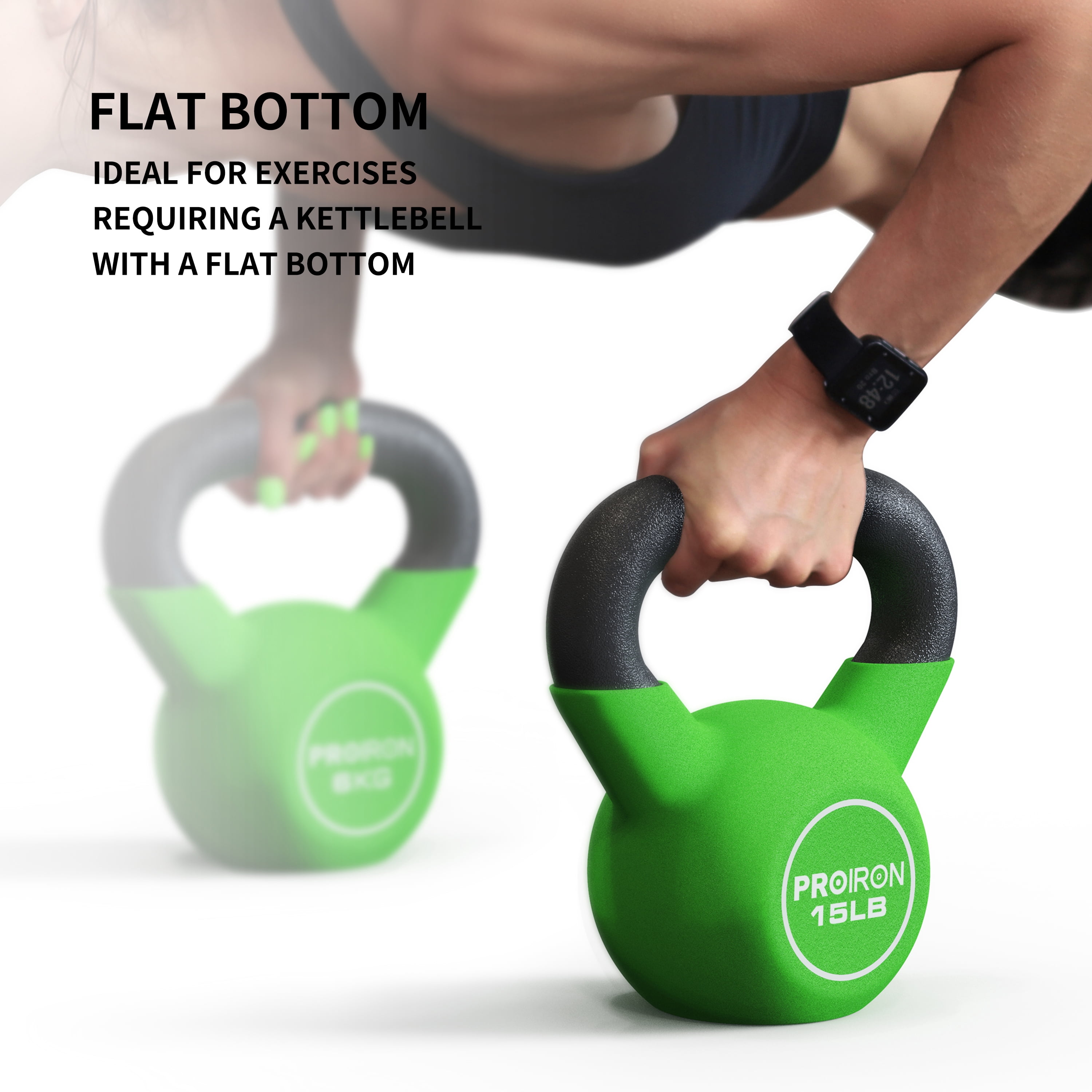 PROIRON Neoprene Coated Kettlebell 15Lb, Single