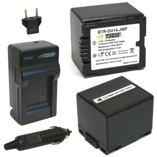Wasabi Power Battery (2Pack) and Charger for Panasonic CGADU12, CGA