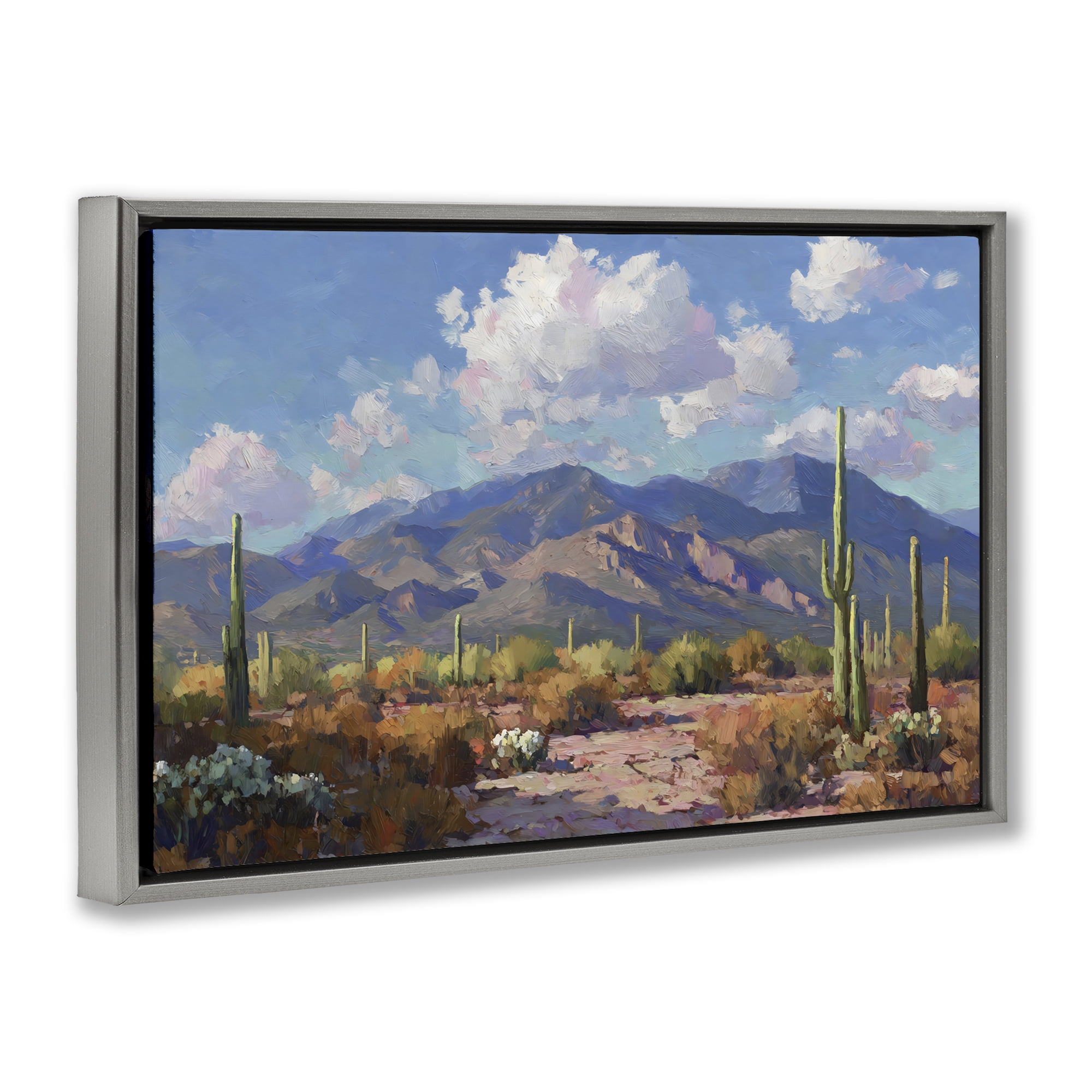 Stupell Industries Desert Mountains at Sunset Glow Gray Framed Floater Canvas Wall Art, design by Gina Kelly