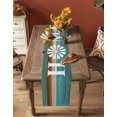 thumbnail image 4 of Teal Blue Brown Table Runner Home Vintage Farmhouse Retro Wooden Tablerunners 16 x 72 Inch, Table Decorations Tabletop Scarf for Summer Gathering Holiday Farmhouse Kitchen Dining Decor, 4 of 6