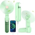 thumbnail image 1 of SHIQI-4 IN 1 Portable Mini Handheld Fan,Personal Foldable Cooling Hand Fan, Pocket Fan,Desk Fan,Flashlight,Power Bank,Table Lamp,Camping Travel Beach Gifts, Birthday Gifts for Women Mom(Light green), 1 of 4