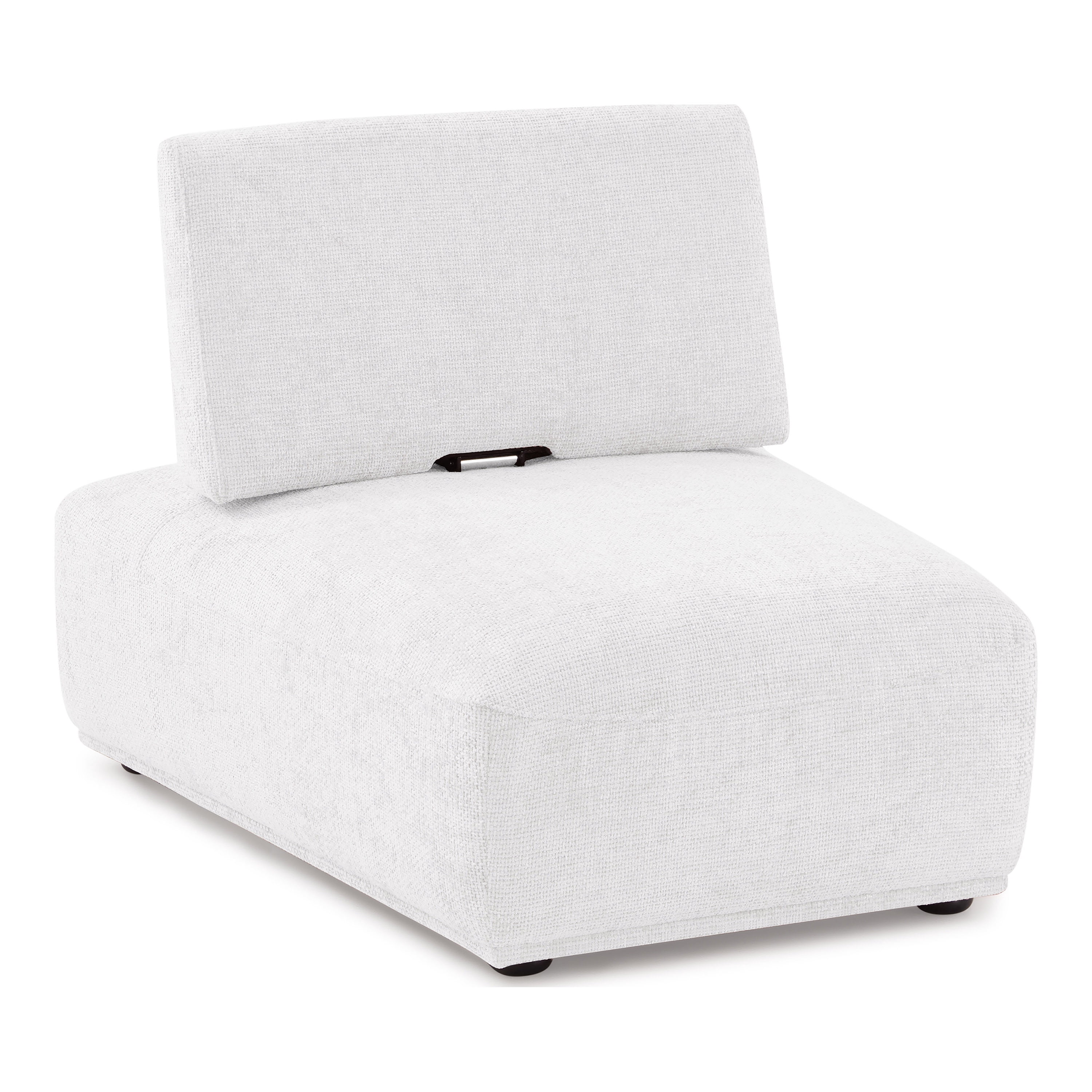 Furniture of America Tatiana Modern Fabric Modular Curved Armless Indoor Chair with Adjustable Backrest, White