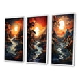 thumbnail image 3 of Designart "Moonlit Serenity Papercut Sunset II" Landscape & Nature Framed Wall Art Set Of 3 - Yellow Sunset Frame Gallery Wall Set For Home Decor, 3 of 6