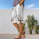 thumbnail image 2 of Bermudas blancas de lino con estampado floral DMOYALA para mujer, 2 of 2
