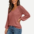 thumbnail image 5 of yillto Womens Sweaters Lace Long Sleeve V Neck Knit Fashion Tops Lightweight Dressy Trendy Sweater, 5 of 5