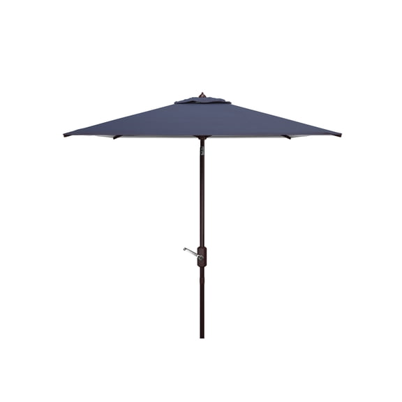 SAFAVIEH Outdoor Collection Athens 7.5-Foot Square Crank Umbrella Navy/White
