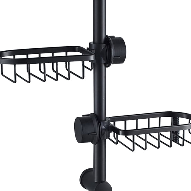 Estante De Almacenamiento Para Barra De Ducha De Baño, Soporte De Jabón De Aluminio Espacial, Escurridor De Grifo De Cocina Con Ganchos, Instalación Sin Perforaciones Yuarrent HA020051-00