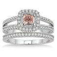 thumbnail image 2 of 2 Carat Morganite & Diamond Antique Bridal set Halo Ring on 10k White Gold, 2 of 2