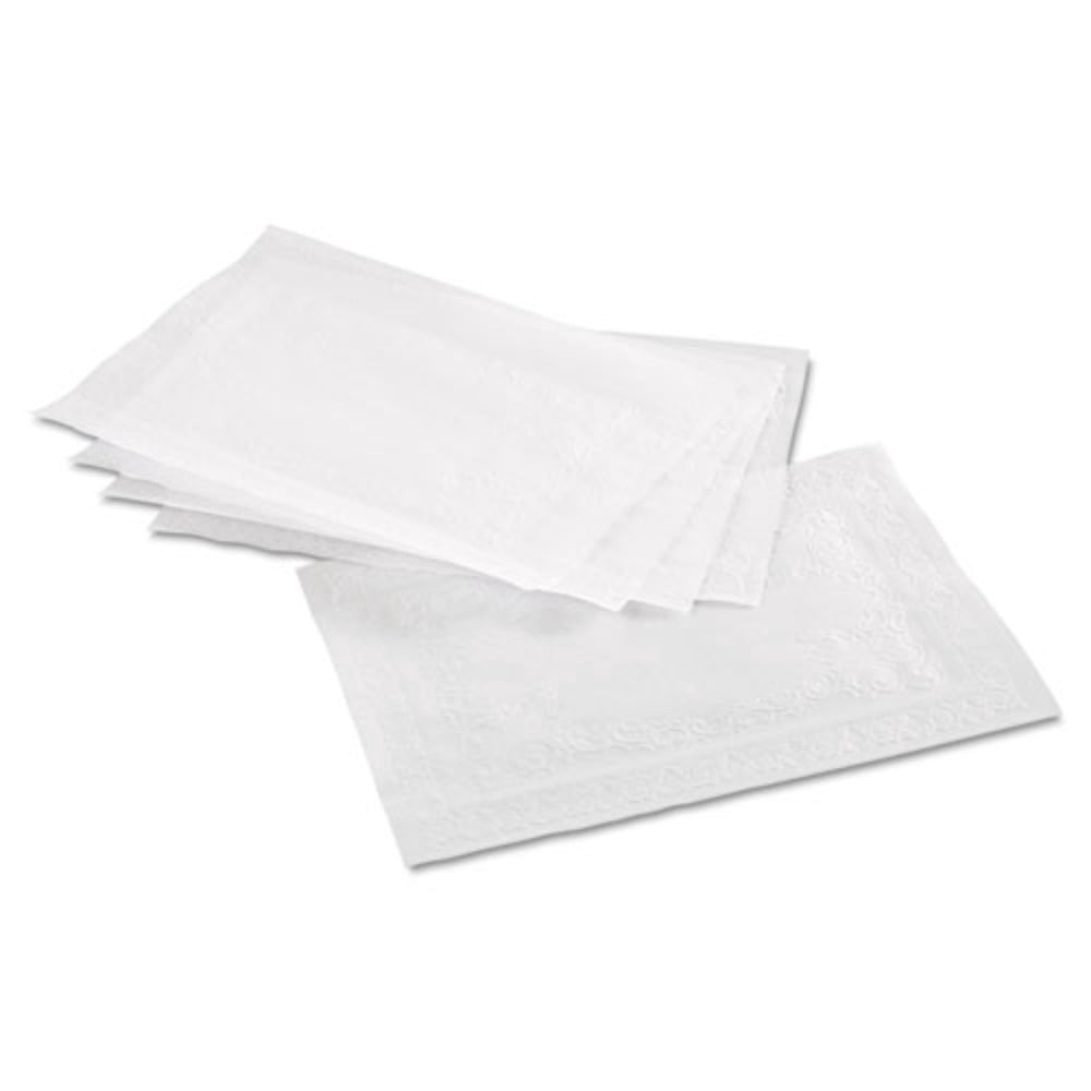 Classic Embossed Straight Edge Placemats 10 x 14, White, 1,000/Carton