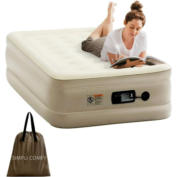 ZHIBO Twin Air Mattress with Built-in AC Pump, 18" Raised, Waterproof Top, 75x40x18 Inches