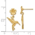 thumbnail image 3 of Real 14kt Yellow Gold Hummingbird Dangles from Flower Post Earrings; for Adults and Teens; for Women and Men, 3 of 3