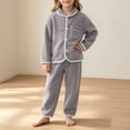 thumbnail image 3 of OGLCCG Unisex Kids Fleece Outfits 2 Piece Plush Lounge Set for Boys Girls Button Down Shirt and Pants Fall Winter Matching Clothing Sets 6M-14 Years, 3 of 8