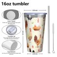 thumbnail image 4 of 16oz Tumblers Beige Chicken Cartoon Pattern Stainless Steel Vacuum Insulated Double Wall Travel Tumbler Cups Mug with Lid and Straw,Cleaning Brush for Coffee,Tea, 4 of 4