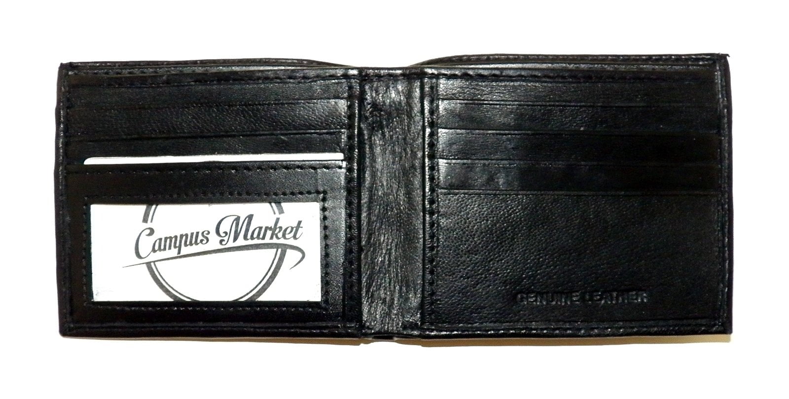 Campus Market Durable Mens Wallet Front Pocket Wallet Black Leather Bifold Credit Card Slots 
