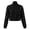 Black, variant on Women's Zip Up Cropped Jacket Long Sleeve Stand Collar Striped Trim Casual Track Jacket Elastic Cuffs Short Athletic Outerwear White,XXL