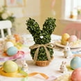 thumbnail image 4 of Easter Bunny Topiary, Artificial Bunny Topiary, Spring Bunny Topiary with Jute Bow, Faux Boxwood Bunny in Pot, Decor for Indoor Outdoor Porch Garden Display, Easter Decoration, 4 of 6
