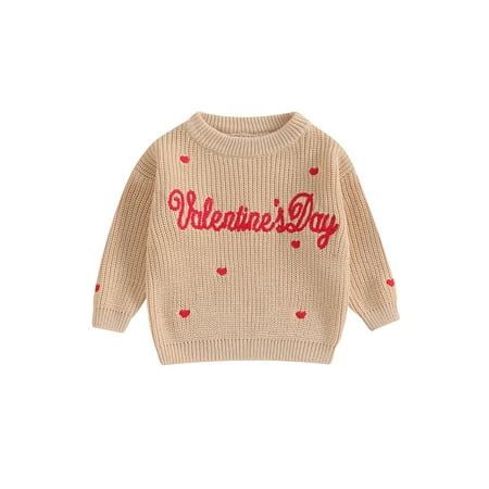 

Toddler Baby Boy Girl Valentine s Day Clothes Letter Heart Embroidery Crew Neck Long Sleeve Sweater Pullovers Fall Jumpers Tops
