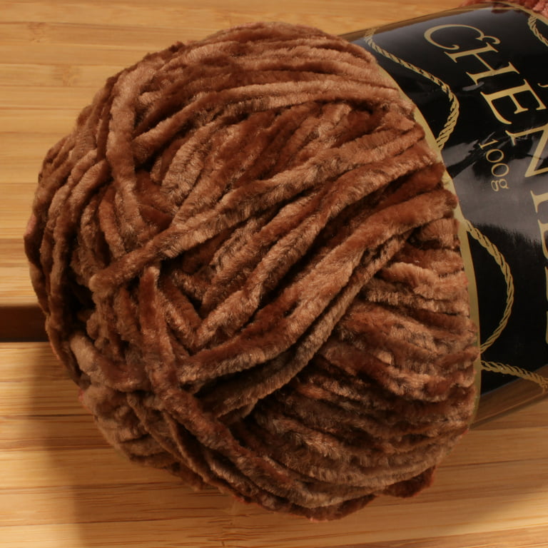 Chenille Yarn - Worsted Weight Yarn - 100g/skein - Shades of Brown