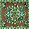 thumbnail image 1 of Ahgly Company Machine Washable Indoor Square Persian Turquoise Blue Traditional Area Rugs, 4' Square, 1 of 4