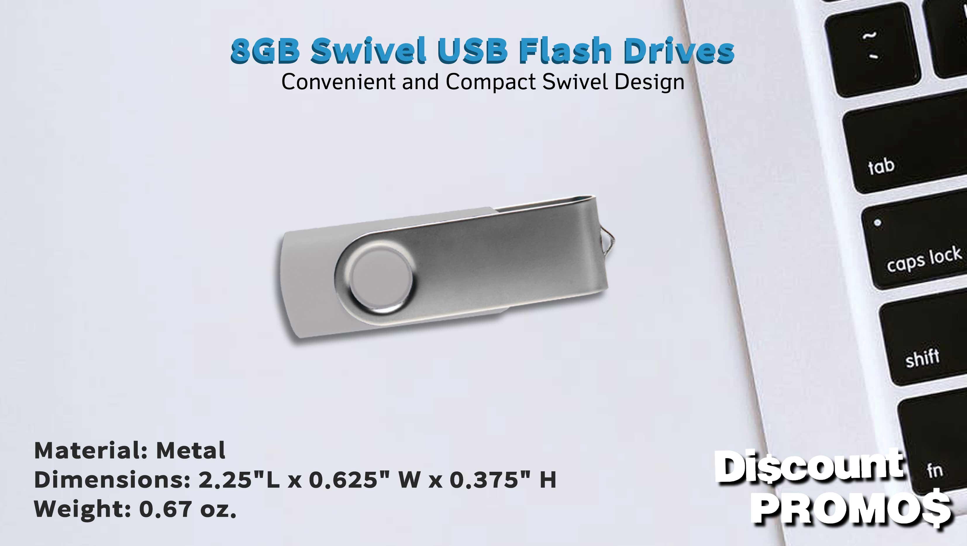 6 Swivel USB Flash Drives Pack, 8GB - Pocket size, Long Data Retention - Silver