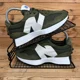 thumbnail image 1 of New Balance 327 Trainers Mens Size UK 4 Olive Green White Suede Casual Shoes NB, 1 of 6