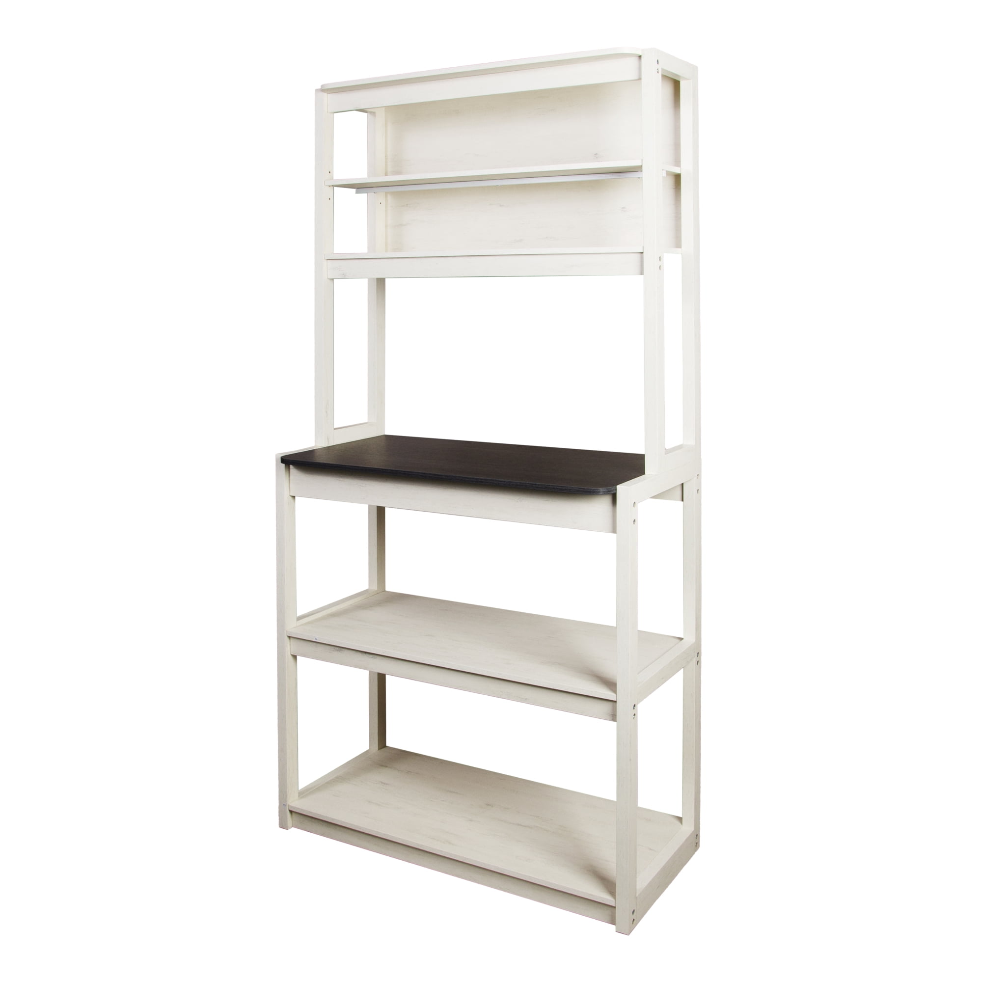 Leumius 31.50" 5-Tier Bakers Rack, Multipurpose Kitchen Storage Shelf, Microwave Stand, Coffee Bar Station for Home Kitchen Organizing White & Black