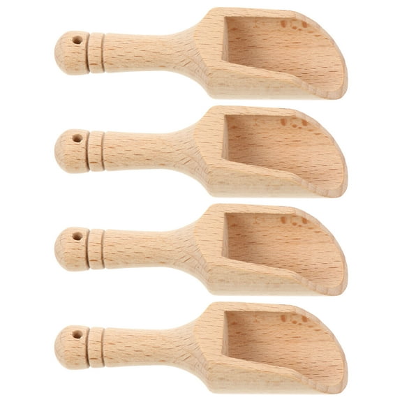 SASABAXI Small Wood Scoop Salt Shovel Wood 4pcs for Scooping Tea