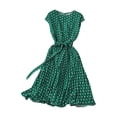 thumbnail image 2 of Puntoco Vestido Midi De Mujer Vestido Plisado De Lunares Con Cordones Y Manga Corta Verde S,Regalos Para Mujer Joven, 2 of 3