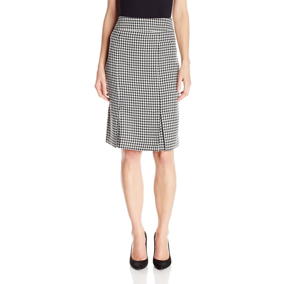Kasper NEW Black Classic Houndstooth Women Size 8 Straight Pencil Skirt