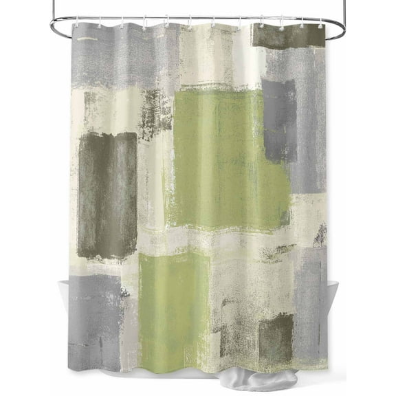 Sage Green Paint Shower Curtain, Abstract Mottled Classic Art Waterproof Shower Curtain Set with 12 Hooks Lightweight Washable Fabric Shower Curtains for Bathroom 72x78 Inches