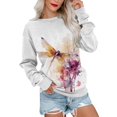thumbnail image 1 of Chemises Confortables pour Femmes Automne Hiver Chandails Chauds Blouse Décontractée à Manches Longues Col Rond Pull Imprimé Pissenlit Tie-Dye Sans Capuche Rouge S, 1 of 3