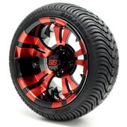 12" GTW Vampire SS Red/Black Wheel |Cruz Golf Cart Tires Combo (Set of 4)