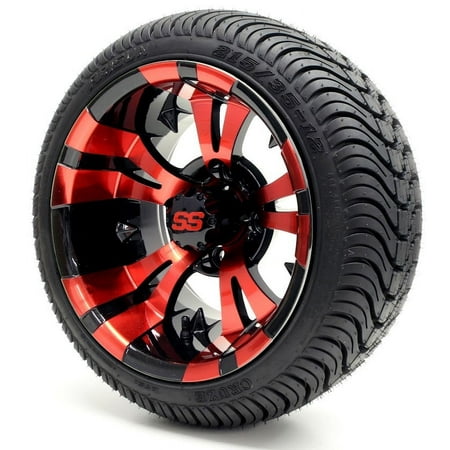 12" GTW Vampire SS Red/Black Wheel |Cruz Golf Cart Tires Combo (Set of 4)
