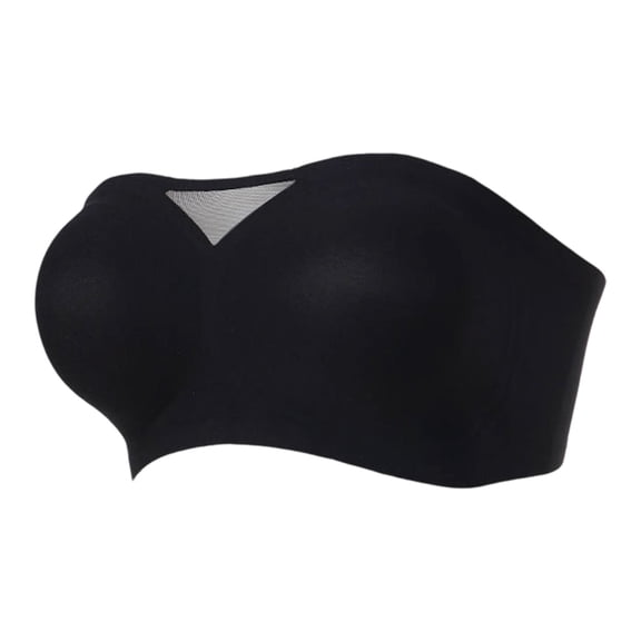 VISALY Strapless Push Up Bras for Women Push Up Bandeau Non-Slip Wireless No Underwire Seamless Padded Jelly Bra No Underwire Supportive Tube Top Seamless Braslettes Full Coverage Bras Black L