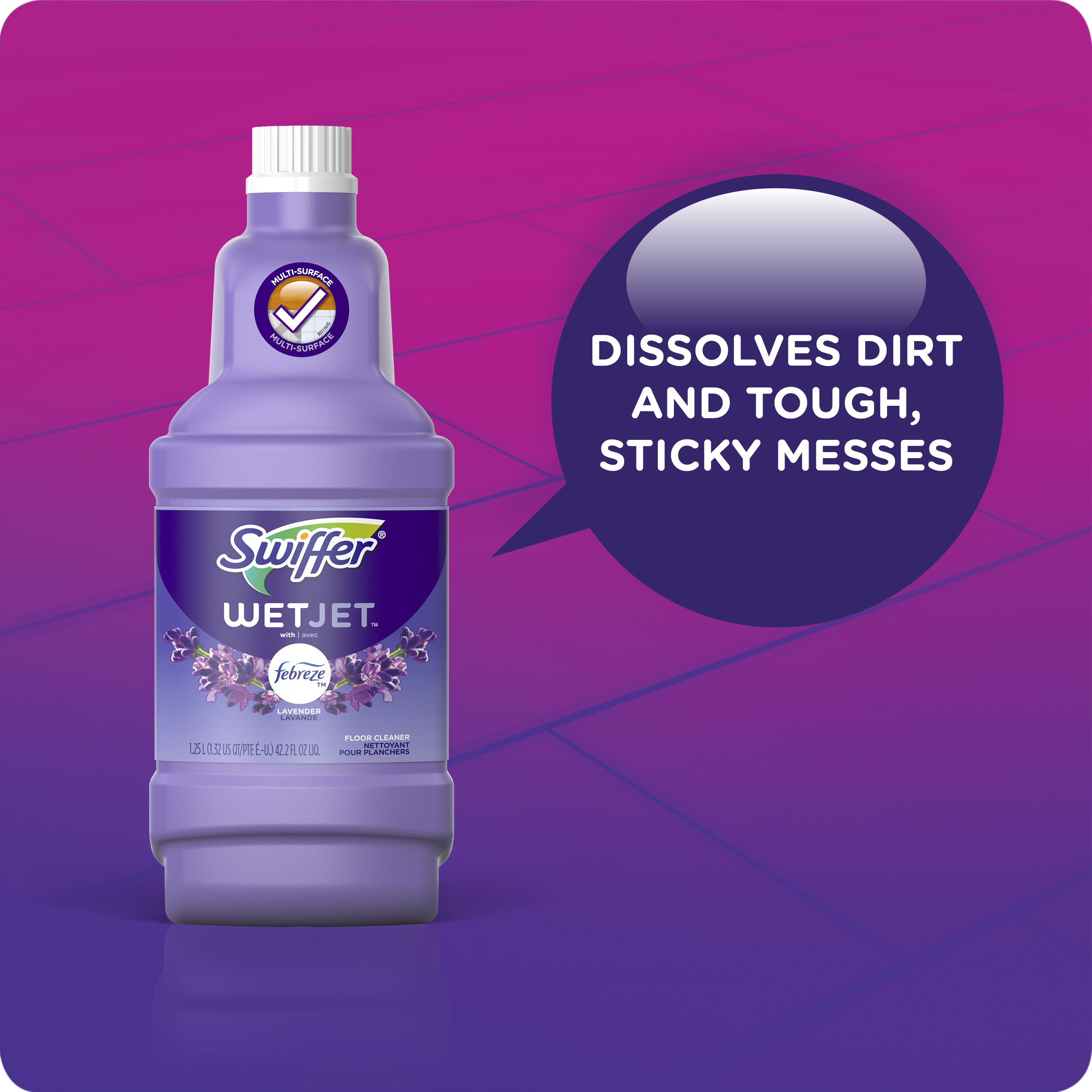 Swiffer WetJet Liquid Floor Cleaner, Lavender Vanilla & Comfort, 1.25 Liter (2 Pack) - image 5 of 10