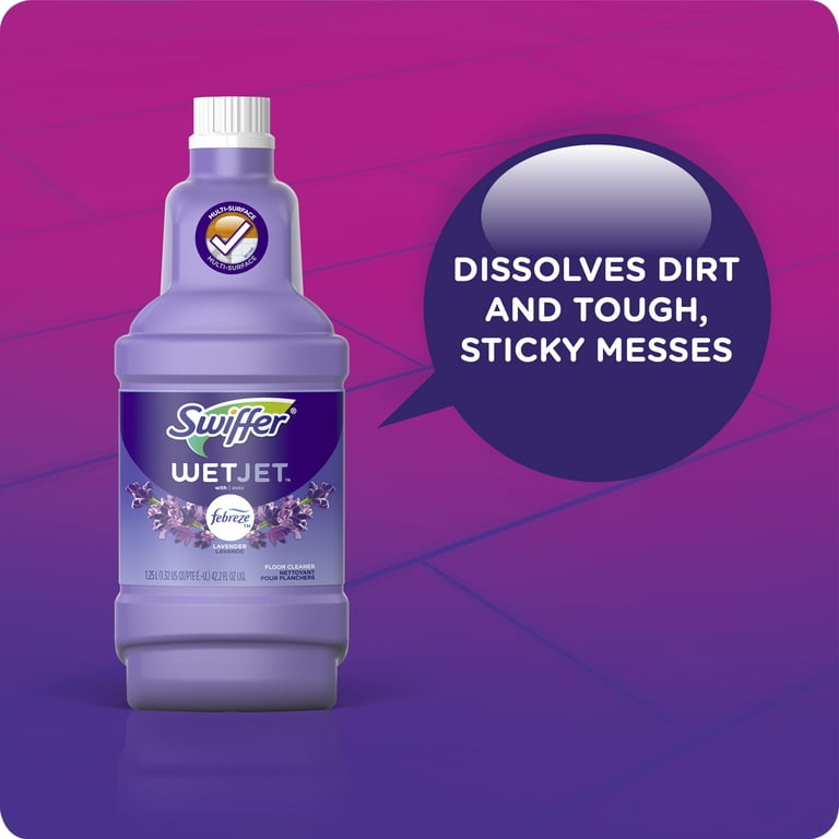 Swiffer WetJet Liquid Floor Cleaner, Lavender Vanilla & Comfort, 1.25 Liter  (2 Pack) 