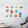 thumbnail image 1 of Tea Party Tapestry, Colorful Teapots Various Shapes Sizes Breakfast Ceramic Cute Design, Wall Hanging for Bedroom Living Room Dorm Decor, 60W X 40L Inches, Blue Vermilion Yellow, by Ambesonne, 1 of 2
